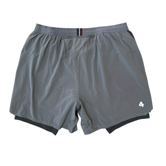 Fourlaps Athletic Running Shorts Lined Training Gym Workout Gray Black Mens XL - Picture 2 of 8